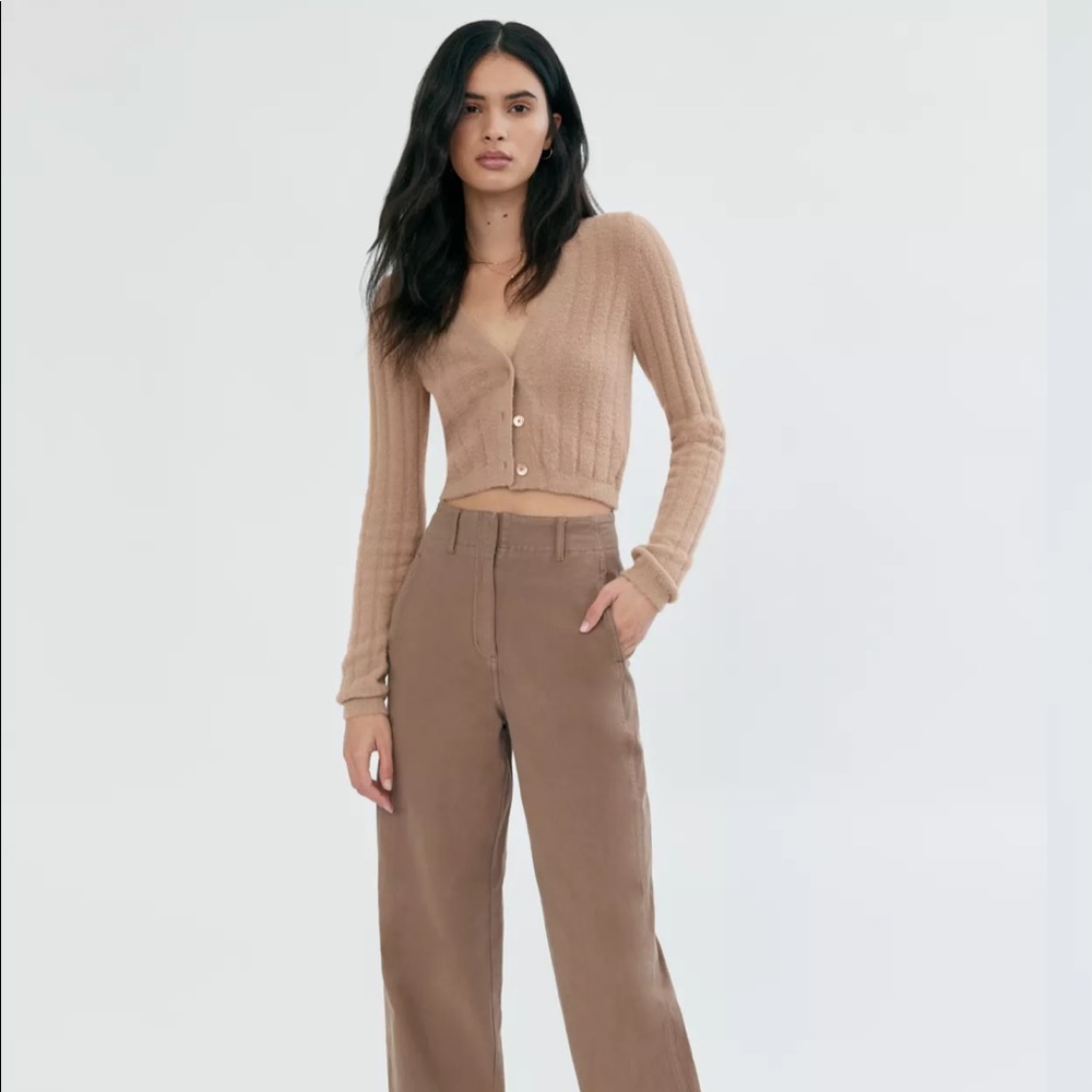 Aritzia Wilfred free V-neck chenille cardigan hush knit cardigan